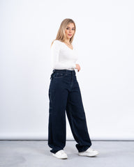 Utility Wide-Leg Denim Pants