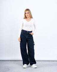 Utility Wide-Leg Denim Pants