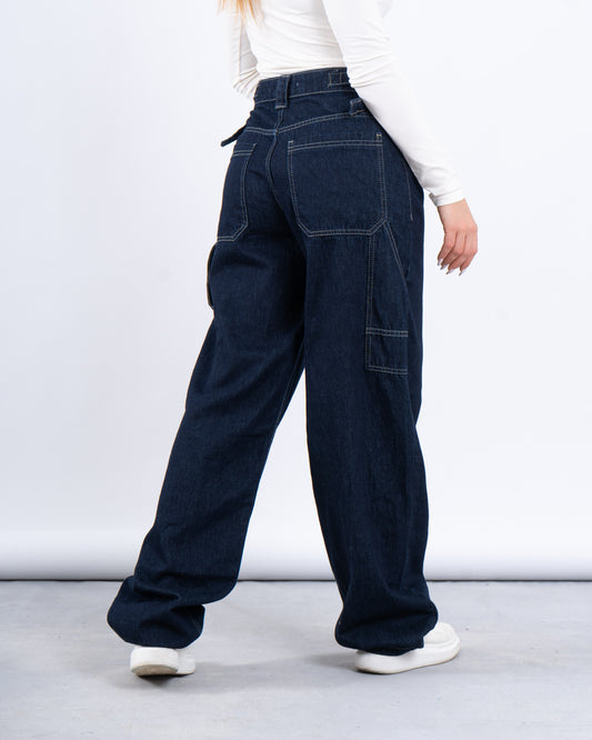 Utility Wide-Leg Denim Pants