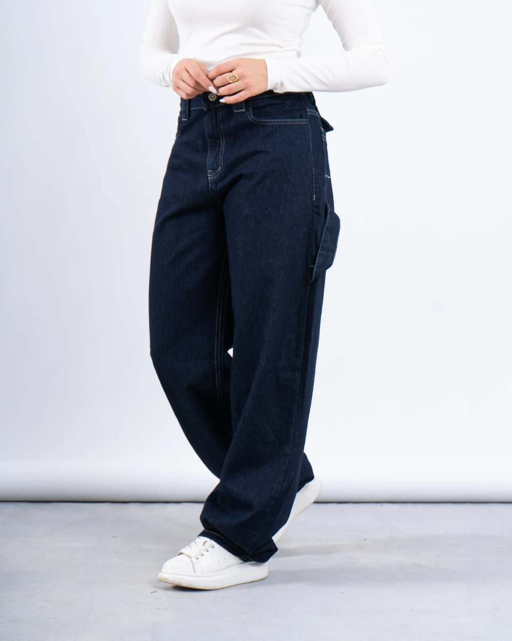 Utility Wide-Leg Denim Pants - Venti