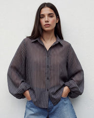 Striped Puff Sleeve Shirt
