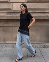 Women's Asymmetric Lace-Trim T-Shirt