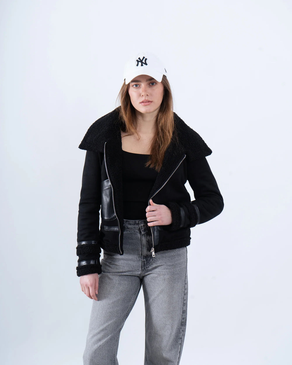 Faux Shearling Aviator Jacket - Venti