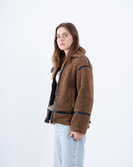 Women teddy zip up jacket