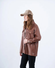 Oversized Faux Leather Shirt - Venti