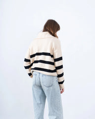 Striped Knit Polo Pullover - Venti