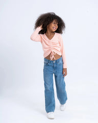 Drawstring Ruched Knit Top - Venti