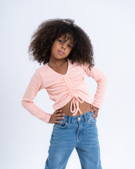 Drawstring Ruched Knit Top - Venti