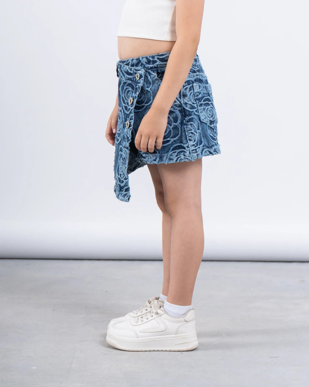 Jacquard Patterned Denim Skort - Venti