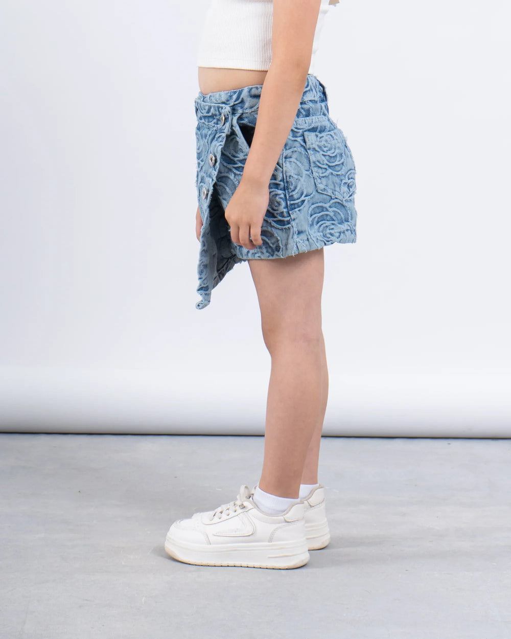 Jacquard Patterned Denim Skort - Venti