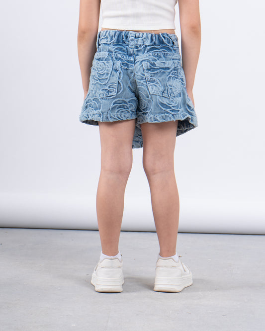 Jacquard Patterned Denim Skort