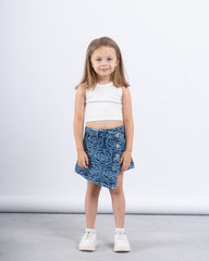 Jacquard Patterned Denim Skort