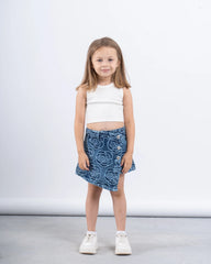 Jacquard Patterned Denim Skort - Venti