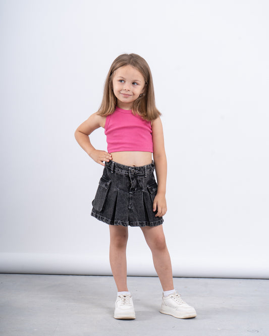 Denim Pleated Skort