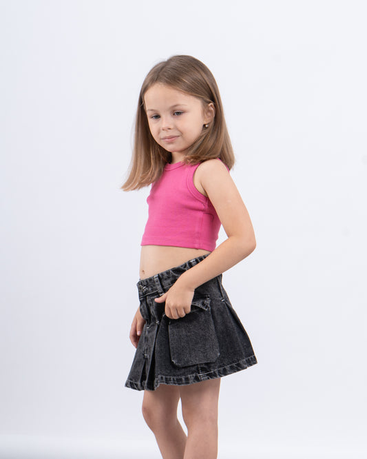 Denim Pleated Skort