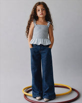 Girl contrast smocked top