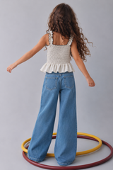 Girl sparkled denim pants