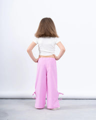 Striped Wide-Leg Pants with Side Ribbons - Venti
