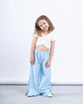 Striped Wide-Leg Pants with Side Ribbons - Venti