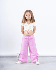 Striped Wide-Leg Pants with Side Ribbons - Venti