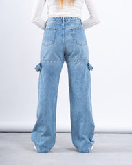 Strap Detail Wide-Leg Jeans