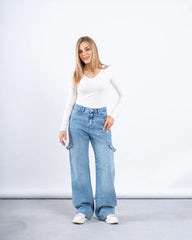 Strap Detail Wide-Leg Jeans - Venti