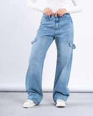 Strap Detail Wide-Leg Jeans