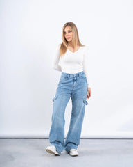 Strap Detail Wide-Leg Jeans - Venti