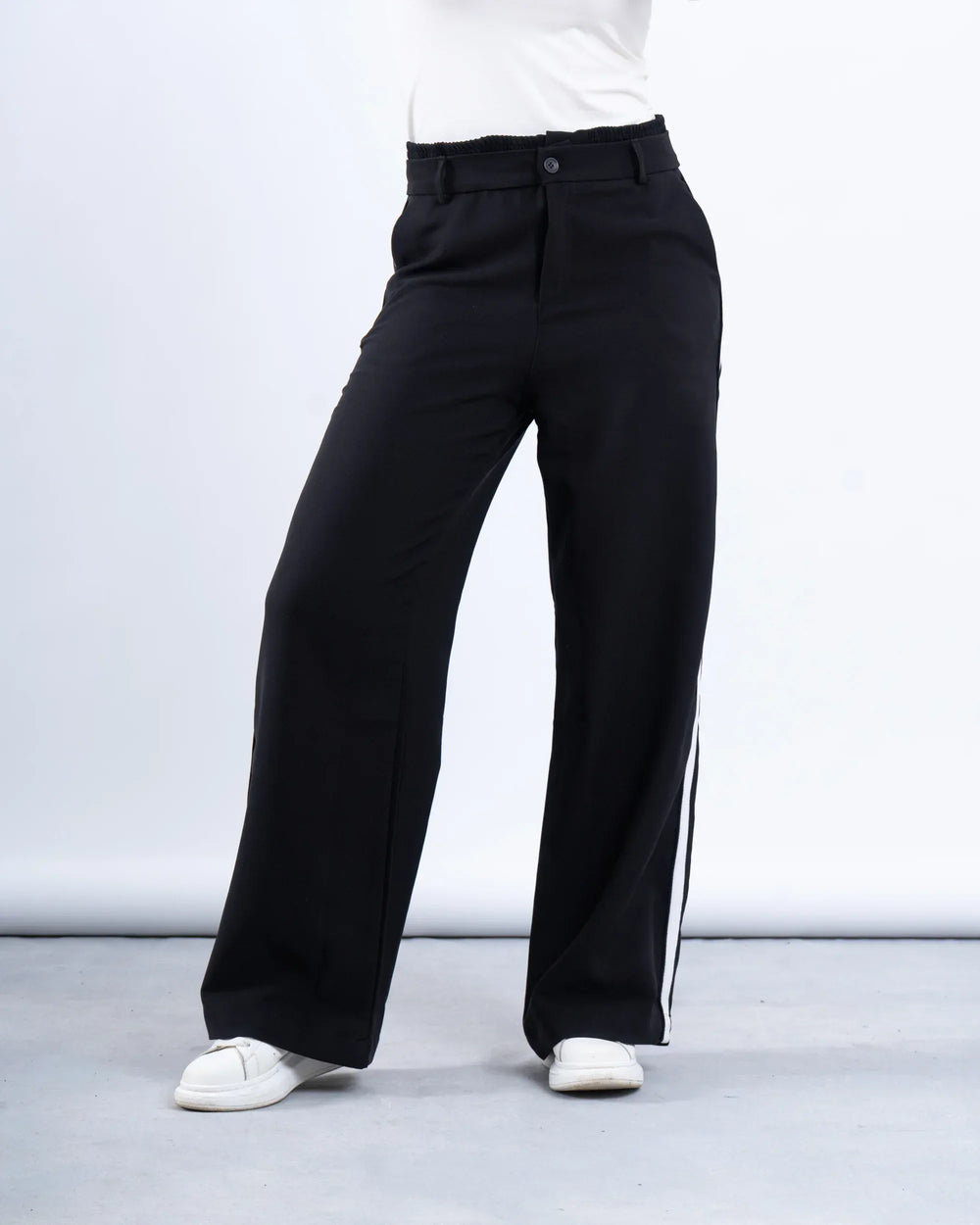 Stripe Double-Waist Wide Leg Pants - Venti