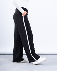 Stripe Double-Waist Wide Leg Pants