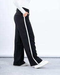 Stripe Double-Waist Wide Leg Pants - Venti