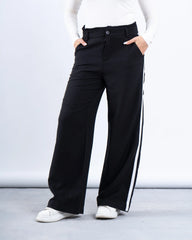 Stripe Double-Waist Wide Leg Pants - Venti