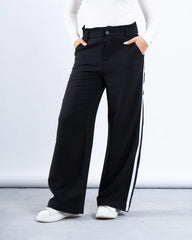 Stripe Double-Waist Wide Leg Pants - Venti