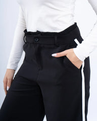 Stripe Double-Waist Wide Leg Pants - Venti