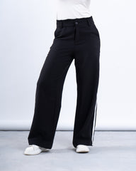 Stripe Double-Waist Wide Leg Pants