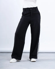 Stripe Double-Waist Wide Leg Pants - Venti
