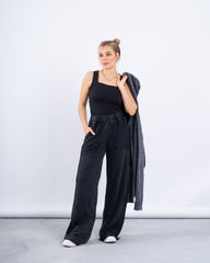 Acid-Wash Wide-Leg Pants