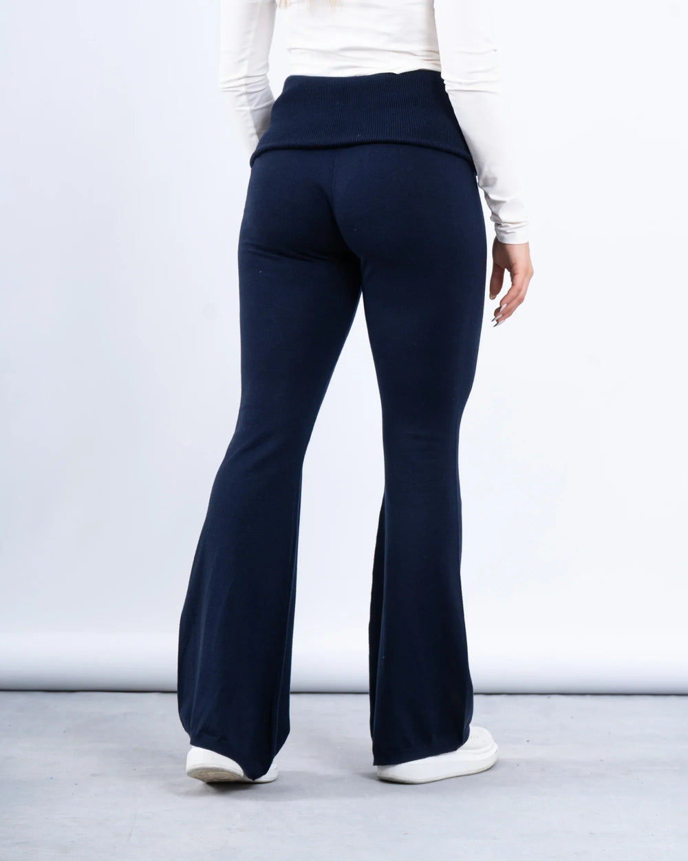 Knit Folded Waist Flare Pants - Venti