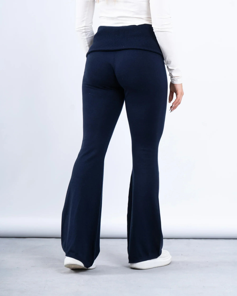 Knit Folded Waist Flare Pants - Venti