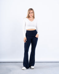 Knit Folded Waist Flare Pants