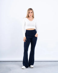 Knit Folded Waist Flare Pants - Venti