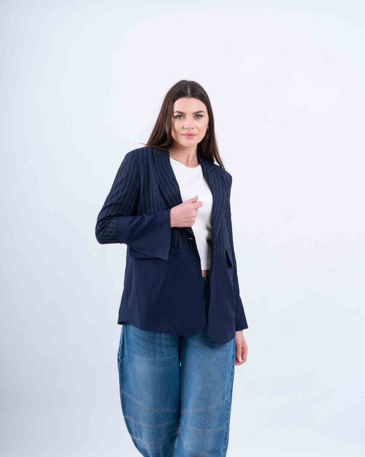 Contrast Pinstripe Blazer