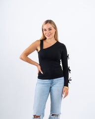 One-Shoulder Bow Detail Top