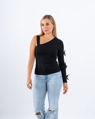 One-Shoulder Bow Detail Top