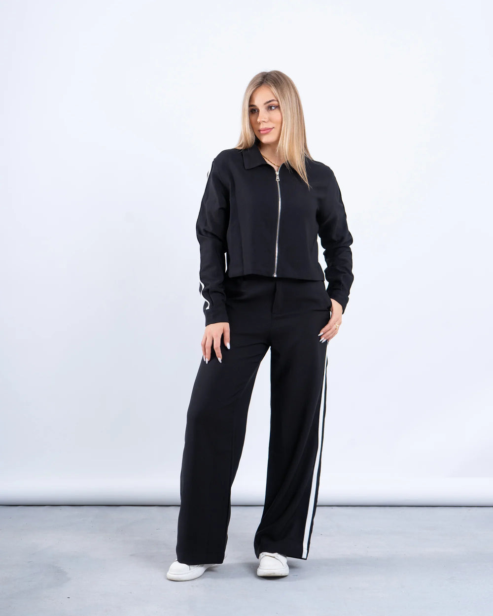 Zip-Up Shirt With Stripe Detail - Venti