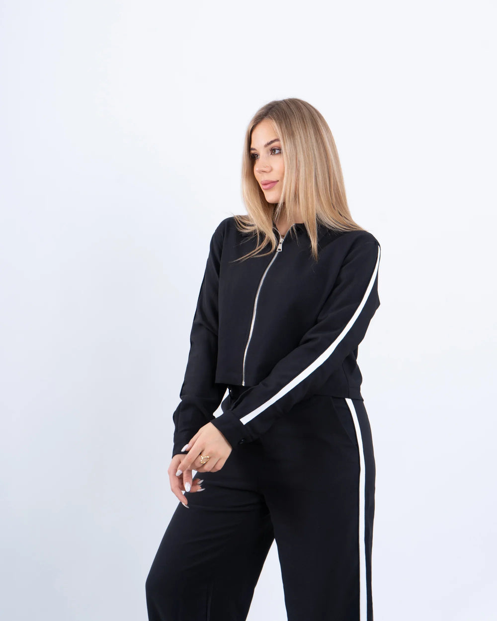 Zip-Up Shirt With Stripe Detail - Venti