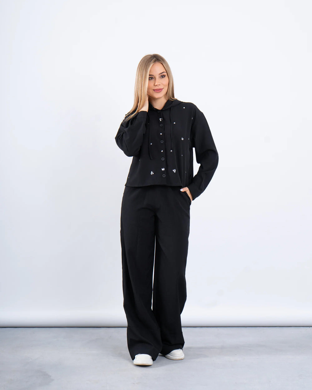 Stone Embellished Hooded Shirt - Venti