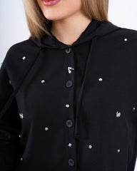 Stone Embellished Hooded Shirt