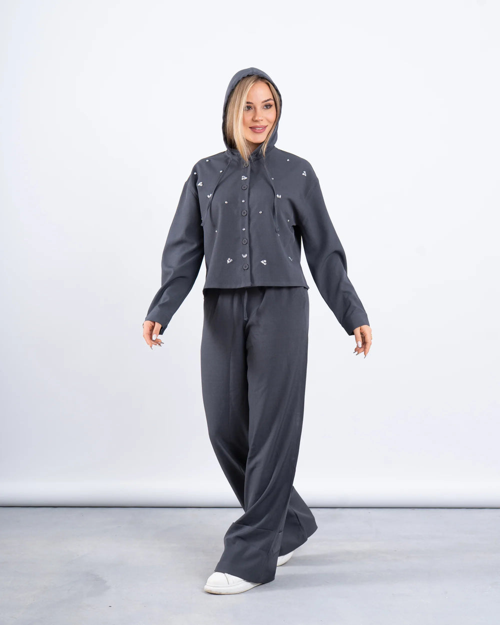 Stone Embellished Hooded Shirt - Venti