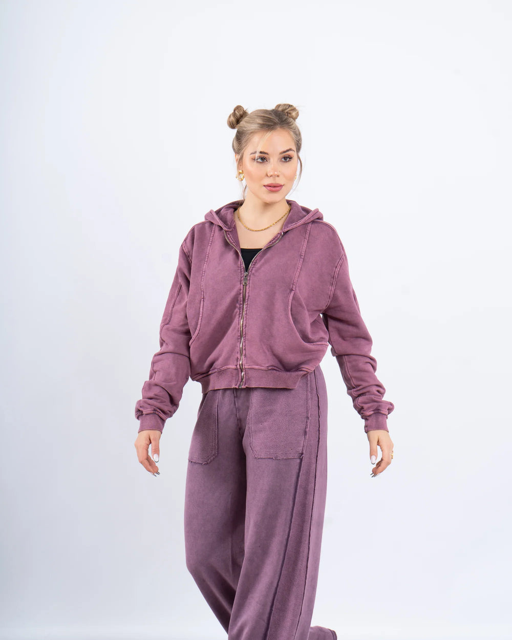 Acid-Wash Zip-Up Hoodie - Venti